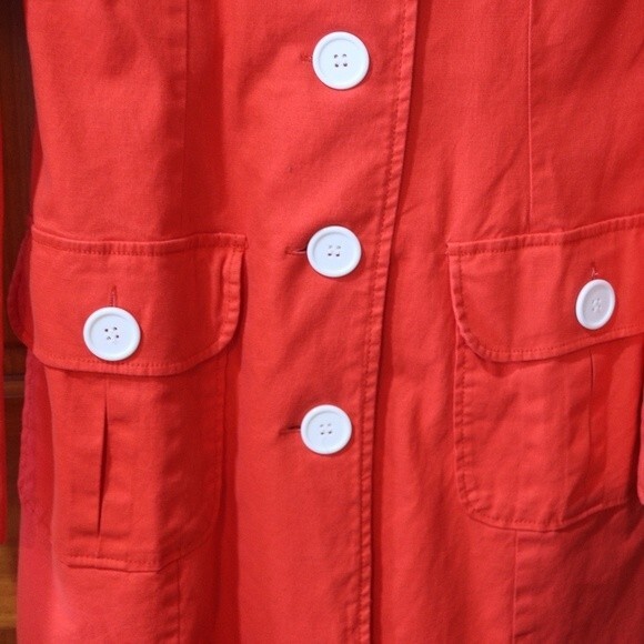 BB Dakota Orange White Button Double-Breasted Trench Coat Small - Picture 3 of 12